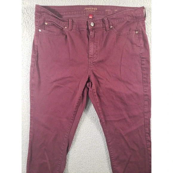 Jennifer Lopez Jeans Womens Size 16 W Skinny Burgundy Denim Jegging Casual 36x29 - Picture 4 of 15